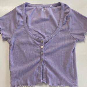 PacSun lavender cardigan / tee cropped short sleeves sz S teens/juniors/misses